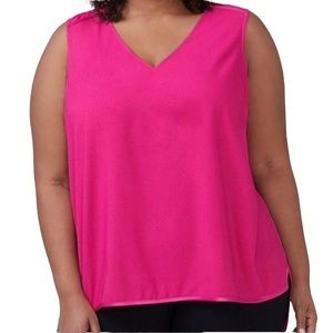 Lane Bryant | V-Neck Blouse Top Size 24 Sleeveless Solid Pink Tank NWT
